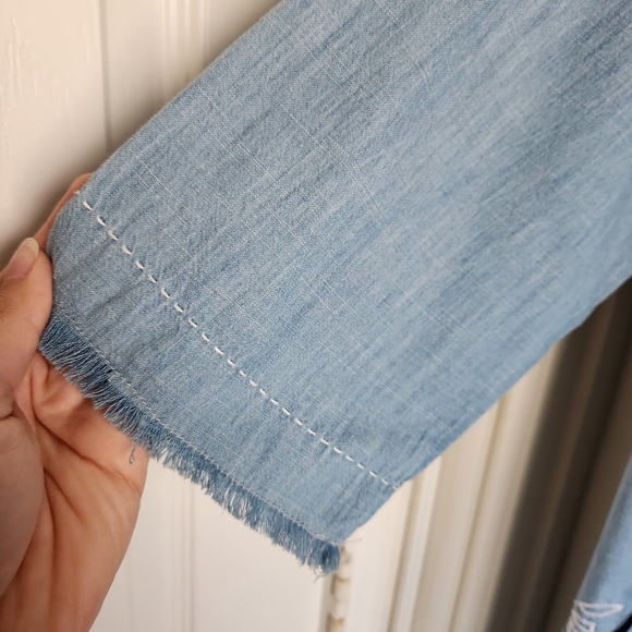 Chico's Women's Indigo Eyelet Topper 3/4 Sleeve Jacket Duster Size 3 NWT - Picture 3 of 10